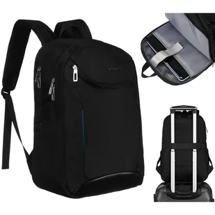 Miejski, pojemny plecak z nylonu w czarnym kolorze z przegrodą na laptopa - Peterson - Torby na laptopy - miniaturka - grafika 1