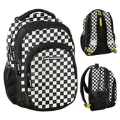 Plecaki szkolne i tornistry - Paso Plecak Szkolny Młodzieżowy Trzykomorowy Szachownica Z Kieszenią Smiley World BeUniq - miniaturka - grafika 1