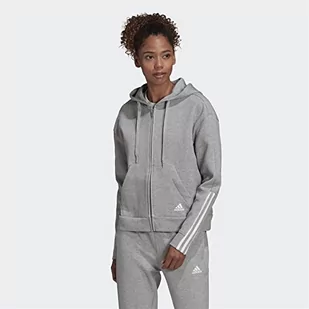 adidas Bluza damska W Dk Fz Hd, szary/biały (Medium Grey Heather/White), L - Bluzy damskie - miniaturka - grafika 1