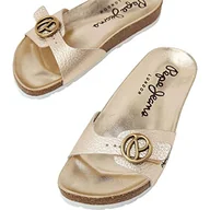 Sandały damskie - Pepe Jeans Oban Signature II, płaskie sandały damskie, złoty, 39 EU - miniaturka - grafika 1
