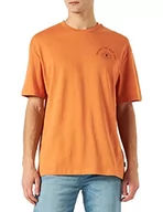 Koszulki męskie - Springfield Męski t-shirt kolażowy podkoszulek, pomarańczowy, M - miniaturka - grafika 1