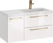 Szafki łazienkowe - Szafka z Umywalką ROSEN 90 cm - Uchwyt Złoty - miniaturka - grafika 1