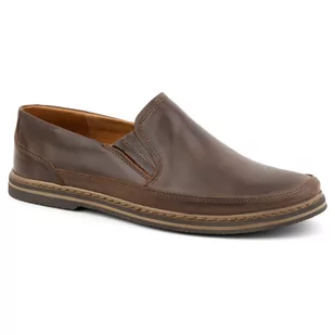 Buty męskie skórzane 612 ciemny brąz - Buty Olivier - Półbuty męskie - miniaturka - grafika 1