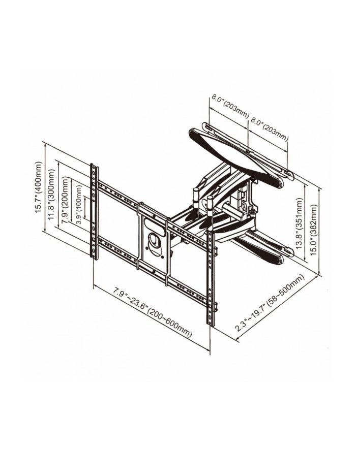 art Uchwyt do TV LCD/LED 40-75 '' 45KG AR-98 reg. pion i poziom 58-500mm max VESA 600x400