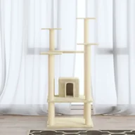 Drapaki dla kotów - vidaXL Lumarko Drapak dla kota ze słupkami sizalowymi, kremowy, 110 cm 171479 - miniaturka - grafika 1
