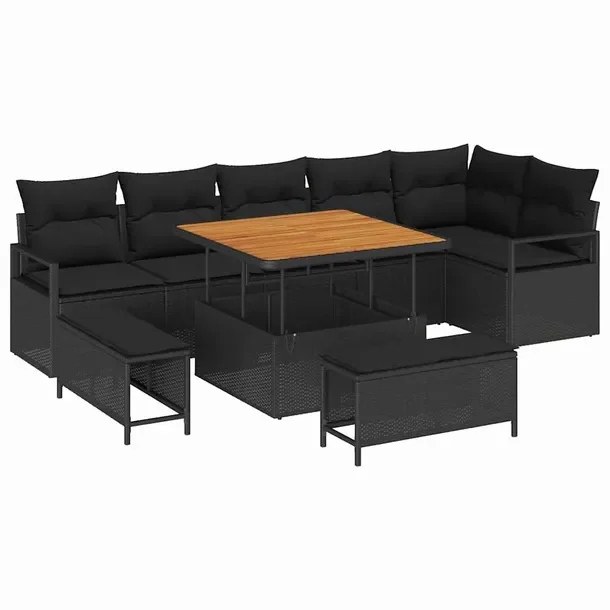 Zestaw Narożny do Ogrodu, Rattan, Czarny, 4 Elementy, UV
