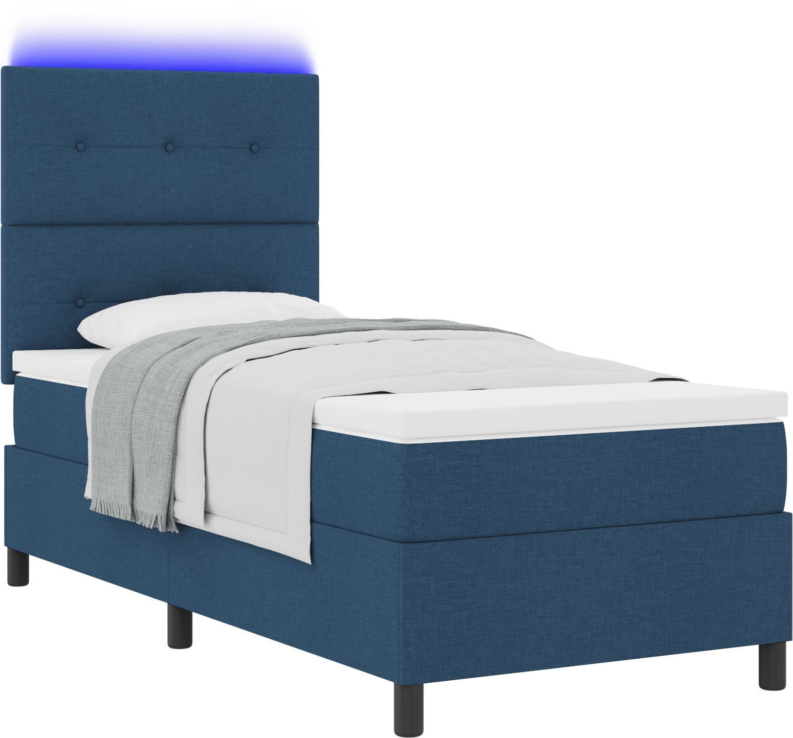 vidaXL Łóżko sprężynowe z materacem i LED-ami w niebieskim kolorze, 80 x 200 cm z materiału