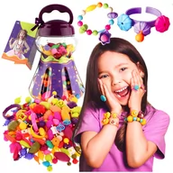 Prace ręczne dla dzieci - ZESTAW DO ROBIENIA BRANSOLETEK NASZYJNIKÓW MAGICZNEJ BIŻUTERII KORALIKI dla dzieci XXL 260 elementów - miniaturka - grafika 1