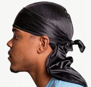 Chusta Durag bandana na głowę męski czarny - Moda i Uroda OUTLET - miniaturka - grafika 1