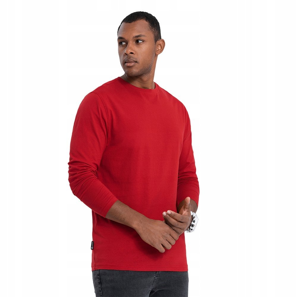 Longsleeve męski 100% bawełna wygodny basic czerwony V5 OM-LSBL-0106 r. XXL