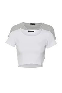 Trendyol Women's Weiß-Grey-Paketpaket dziergana bluzka bluzka, biała, L - Bluzki damskie - miniaturka - grafika 1
