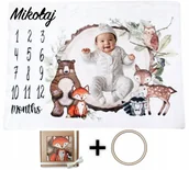 Koce i narzuty dla dzieci - FOTO MATA DO ZDJĘĆ Z IMIENIEM DZIECKA FOTOKOCYK ZE ZWIERZĄTKAMI + RAMKI - miniaturka - grafika 1