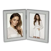 Ramki na zdjęcia - Ramka metalowa na 2 zdjęcia 10x15 srebrna - miniaturka - grafika 1
