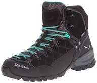 Buty trekkingowe damskie - Salewa damskie buty trekkingowe Mid-Gore Tex Alp Trainer, czarne/turkusowe - miniaturka - grafika 1