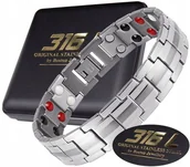 Bransolety męskie - SREBRNA ZDROWOTNA BRANSOLETA BRANSOLETKA MĘSKA MAGNETYCZNA MOCNA ORYGINAŁ - miniaturka - grafika 1