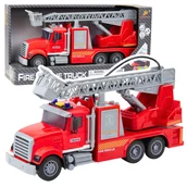 Samochody i pojazdy dla dzieci - Wóz Strażacki Drabina Wysięgnik Napęd Woda Światła Dźwięki LEAN Toys - miniaturka - grafika 1
