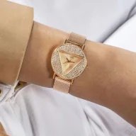 Zegarki damskie - Guess Mini Iconic zegarek damski rose gold z bransoletką i kryształkami GW0671L3 - miniaturka - grafika 1