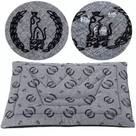 Legowiska dla psów - Legowisko mata dla psa Welsti jasna szara czarne korony L 100x70 wigofil - miniaturka - grafika 1