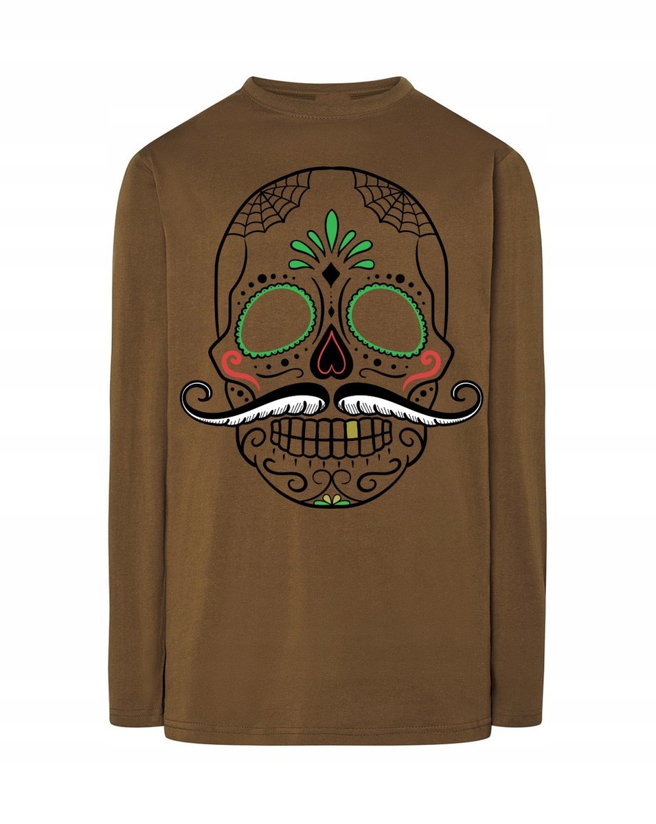 Longsleeve kolorowy fajny nadruk CZASZKA r.L