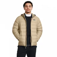 Kurtki męskie - Męska kurtka puchowa pikowana Under Armour Legend Down Hooded Jacket - beżowa - UNDER ARMOUR - miniaturka - grafika 1