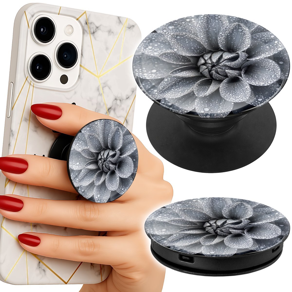 Uchwyt do telefonu Popsocket na palce/stojak KWIECISTE WZORY