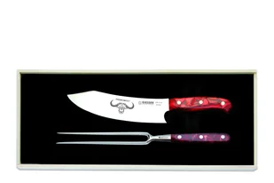 Giesser PremiumCut zestaw 2 noży szefa kuchni 20cm + widelec do mięsa akryl Red Diamond - Zestawy sztućców - miniaturka - grafika 1