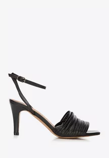 Damskie sandały skórzane z paseczkami na szpilce czarne 38 - Sandały damskie - miniaturka - grafika 1