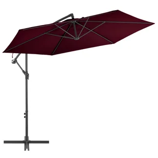 Parasol wiszący na aluminiowym słupku, bordowy, 300 cm - Parasole ogrodowe - miniaturka - grafika 1