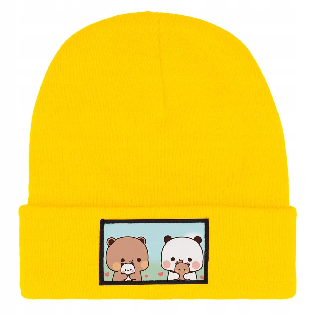 CZAPKA ZIMOWA CIEPŁA ŻÓŁTA DZIECIĘCA Z MOTYWEM SŁODKIE MISIE MIX WZORÓW