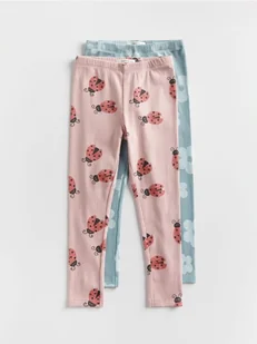 Reserved - Bawełniane legginsy 2 pack - ciemny turkus - Spodnie i spodenki dla dziewczynek - miniaturka - grafika 1