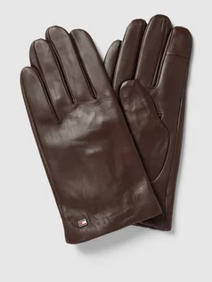 Rękawiczki - Rękawiczki skórzane z detalem z logo model ‘ESSENTIAL FLAG’ - grafika 1