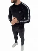 Dresy męskie - Dres czarny welurowy męski taśma Furia - miniaturka - grafika 1