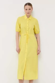 Sukienki - Patrizia Pepe sukienka bawełniana kolor żółty maxi rozkloszowana - grafika 1