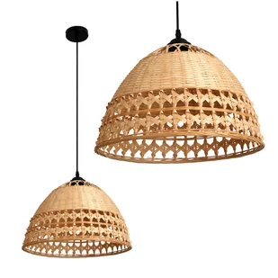 Bambusowa Lampa BAYOS Wisząca Sufitowa pleciony klosz Boho 1xE27 nautralna - Oprawy, klosze i abażury - miniaturka - grafika 1