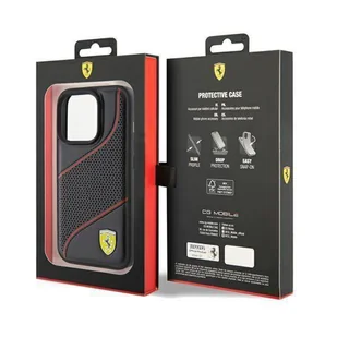 Ferrari FEHCP15LPWAK iPhone 15 Pro 6.1" czarny/black hardcase Perforated Waves Metal Logo - Etui i futerały do telefonów - miniaturka - grafika 8