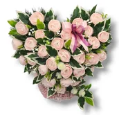 Sztuczne kwiaty - PRZEPIĘKNE DUŻE SERCE XL STROIK NA CMENTARZ GRÓB KOMPOZYCJA KWIATOWA - miniaturka - grafika 1