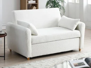 Kanapa 2-osobowa rozkładana z białej bukli - AYLA - Sofy i kanapy Kanapa 2-osobowa rozkładana z białej bukli - AYLA - Sofy i kanapy - miniaturka - grafika 1