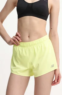 New Balance szorty do biegania kolor zielony gładkie medium waist WS41286LLT - Spodenki damskie - miniaturka - grafika 1