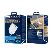 Ładowarki do telefonów - JELLICO ładowarka sieciowa C79 GaN PD 65W 2xUSB-C + 1xUSB QC3.0 + kabel USB-C - USB-C Biały - miniaturka - grafika 1