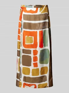 Spódnice - Spódnica midi z jedwabiu ze wzorem na całej powierzchni - grafika 1