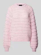 Swetry damskie - Sweter z dzianiny o kroju regular fit z fakturowanym wzorem model ‘JAYDA’ - miniaturka - grafika 1