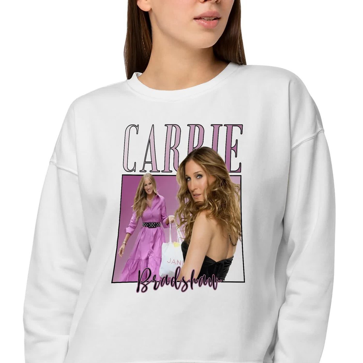 Bluza Biała Damska Dresowa CARRIE BRADSHAW Glamour Dla Fanek Piękne Wz -S