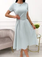 Sukienki - Miętowa Sukienka z Paskiem - ModnaKiecka.pl - miniaturka - grafika 1