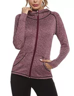 Kurtki damskie - Sykooria Damska kurtka sportowa z kapturem VOLL Reißverschluss bluza z kapturem, czerwony (wine red), M - miniaturka - grafika 1