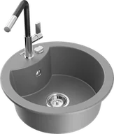 Zlewozmywaki z baterią - Mexen Diego zlewozmywak granitowy 1-komorowy z baterią kuchenną Flora, szary - 6512-71-670401-07 - miniaturka - grafika 1
