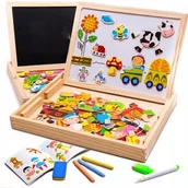 Tablice dla dzieci - Wielofunkcyjna edukacyjna tablica magnetyczna i kredowa z klockami - miniaturka - grafika 1