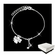 Biżuteria dla dzieci - Bransoletka Dziecięca Imię GRAWER Koniczynka Nutka Muzyka Srebro 925 - miniaturka - grafika 1