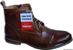 Polskie skórzane trzewiki granat brąz 44 - Botki męskie - miniaturka - grafika 1