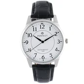 Zegarki męskie - Zegarek męski kwarcowy biało-srebrny klasyczny skórzany pasek C426 - miniaturka - grafika 1