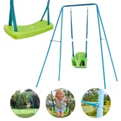 Huśtawki - TP Toys Metalowa Huśtawka Ogrodowa Dla Dzieci Kubełkowa Ławeczkowa 2w1 - miniaturka - grafika 1